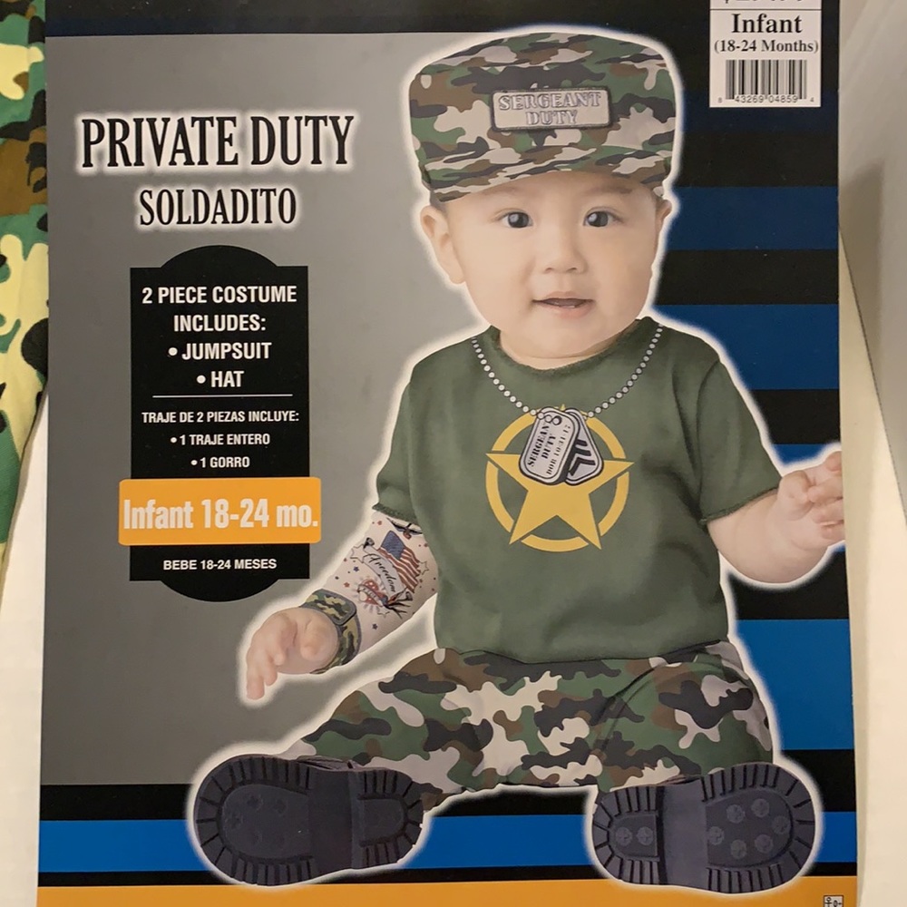 NEW army costume NWT 3 baby sizes military baby